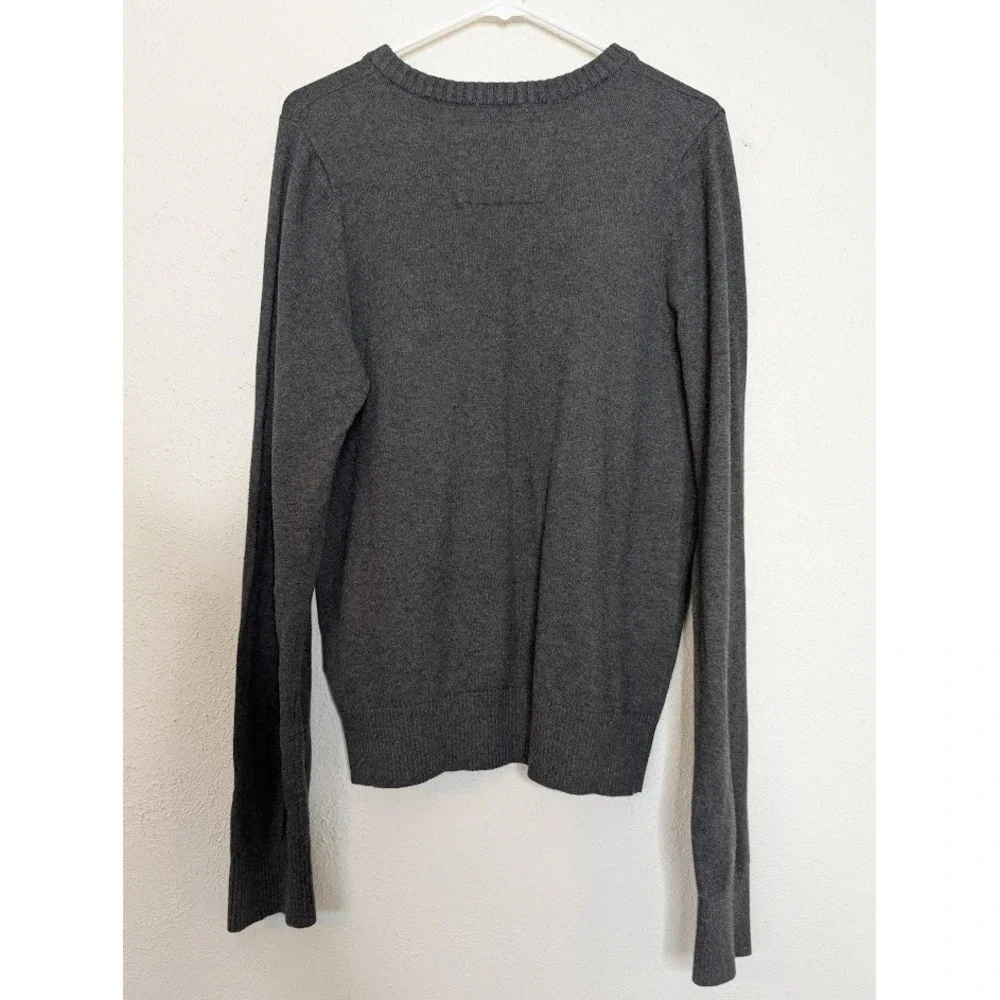 Vintage Abercrombie & Fitch Sweater Mens Large Gray Logo Muscle Wool Cashmere 90